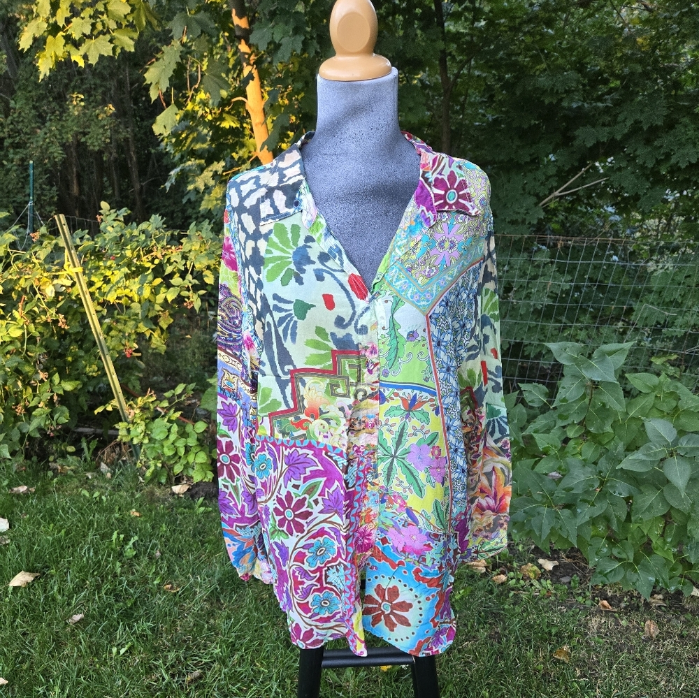 Johnny Was Multicolor Floral Blouse
